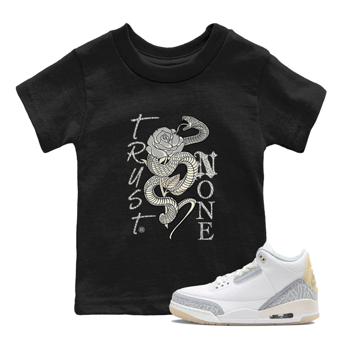 Air Jordan 3 Craft Ivory shirt to match jordans Trust None sneaker tees 3s Ivory SNRT sneaker release tees baby toddler Black 1 cotton Shirt