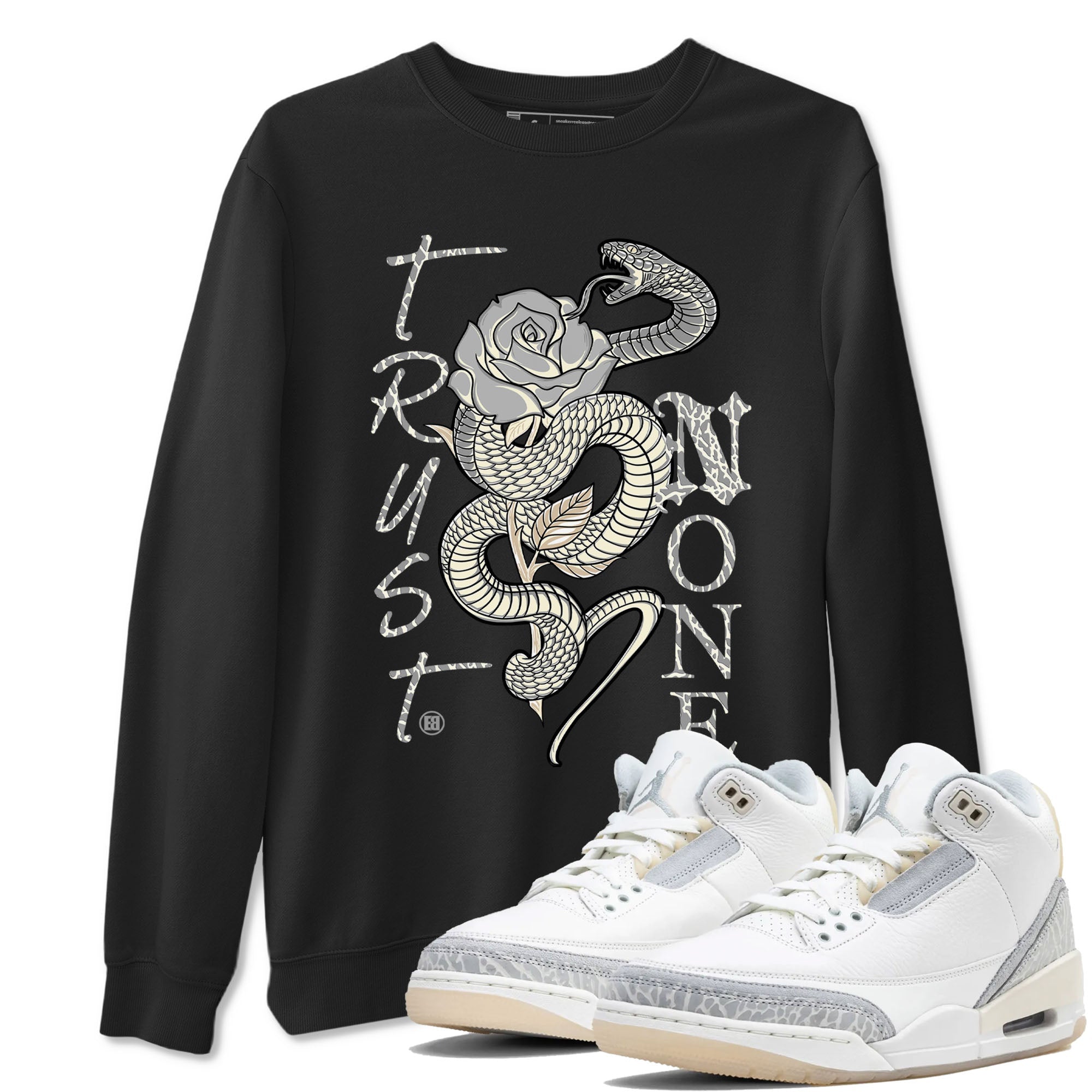 Air Jordan 3 Craft Ivory shirt to match jordans Trust None sneaker tees 3s Ivory SNRT Sneaker Release Tees unisex cotton Black 1 crew neck shirt