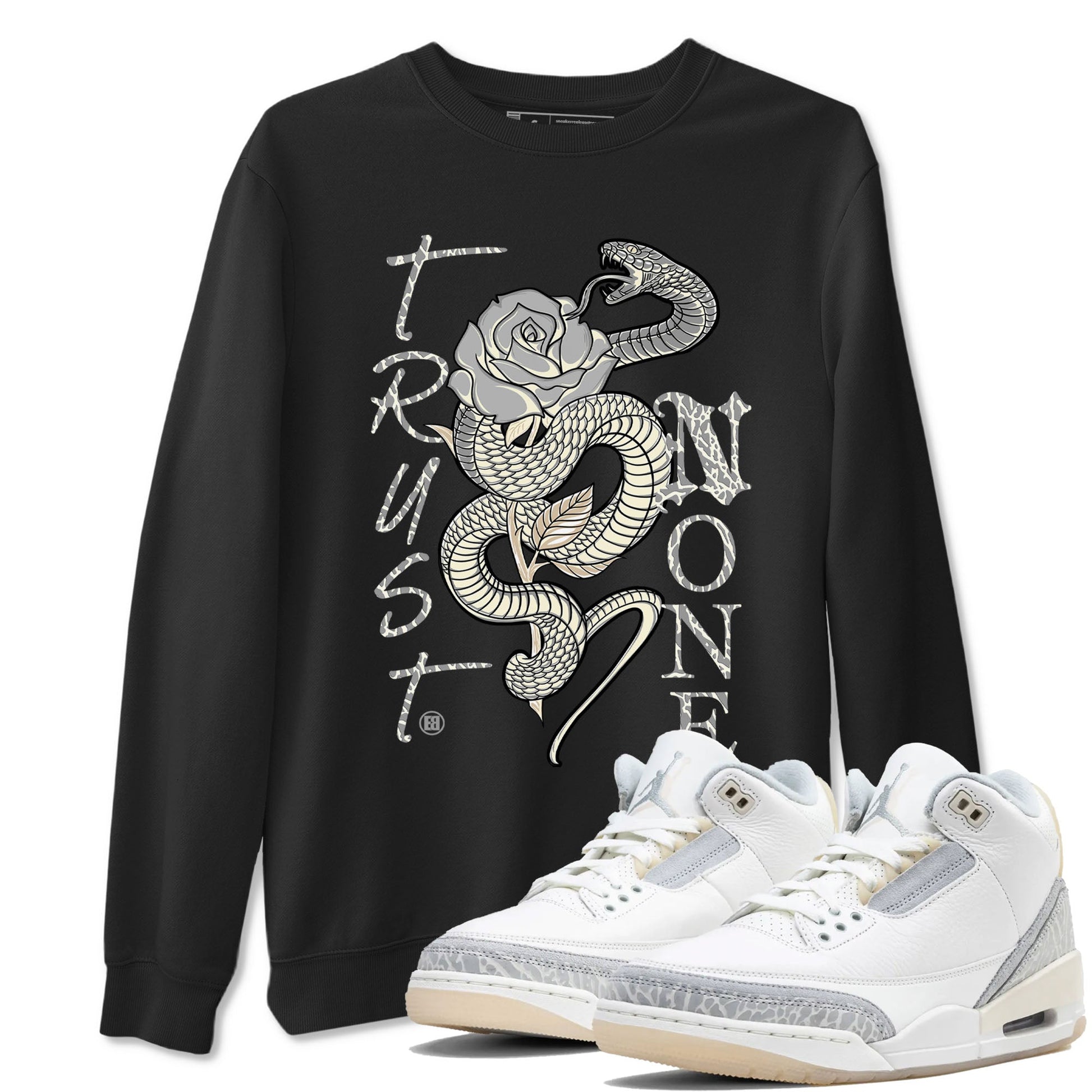 Air Jordan 3 Craft Ivory shirt to match jordans Trust None sneaker tees 3s Ivory SNRT Sneaker Release Tees unisex cotton Black 1 crew neck shirt