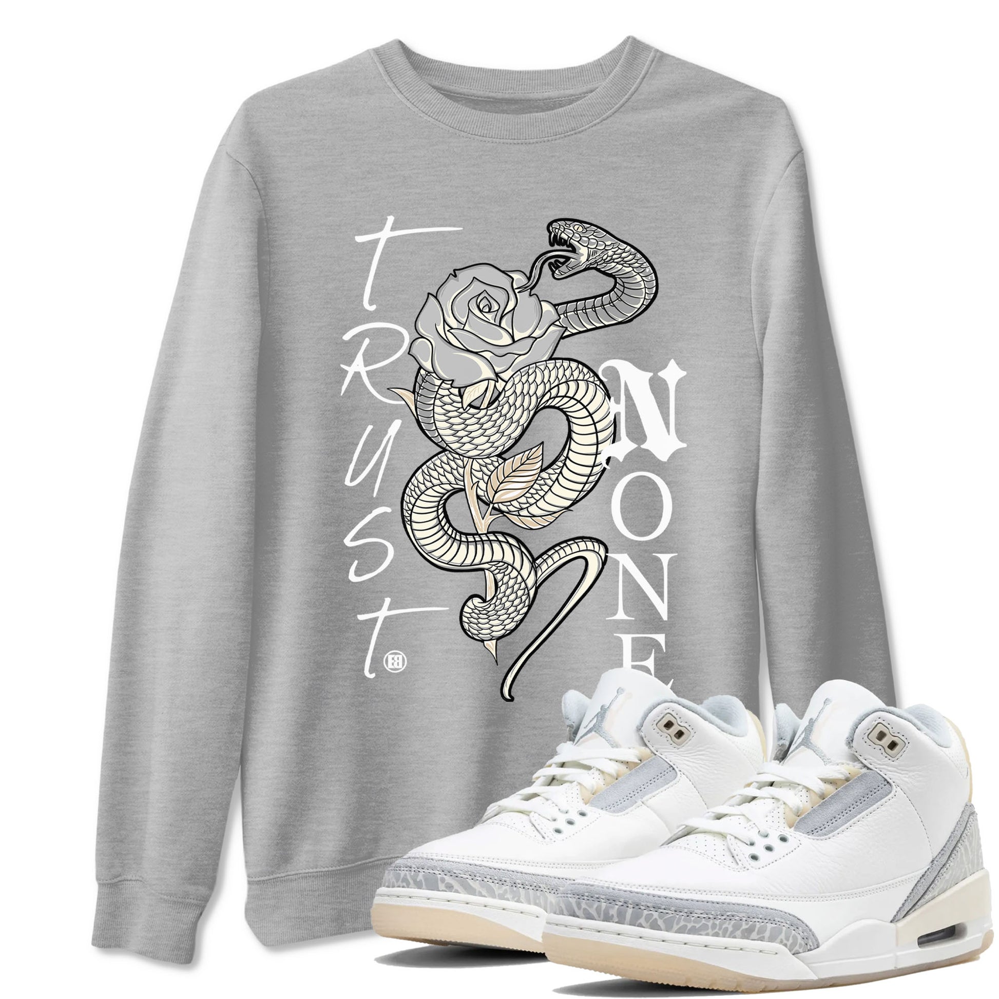 Air Jordan 3 Craft Ivory shirt to match jordans Trust None sneaker tees 3s Ivory SNRT Sneaker Release Tees unisex cotton Heather Grey 1 crew neck shirt