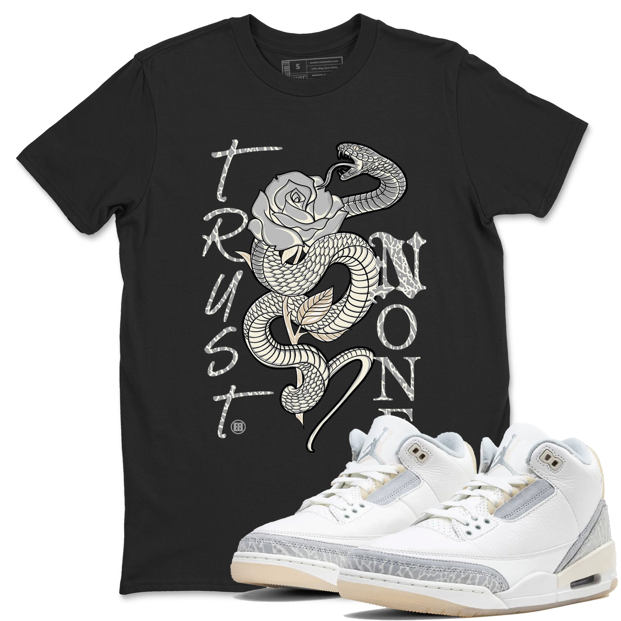 Air Jordan 3 Craft Ivory shirt to match jordans Trust None sneaker tees 3s Ivory SNRT Sneaker Release Tees unisex cotton Black 1 crew neck shirt