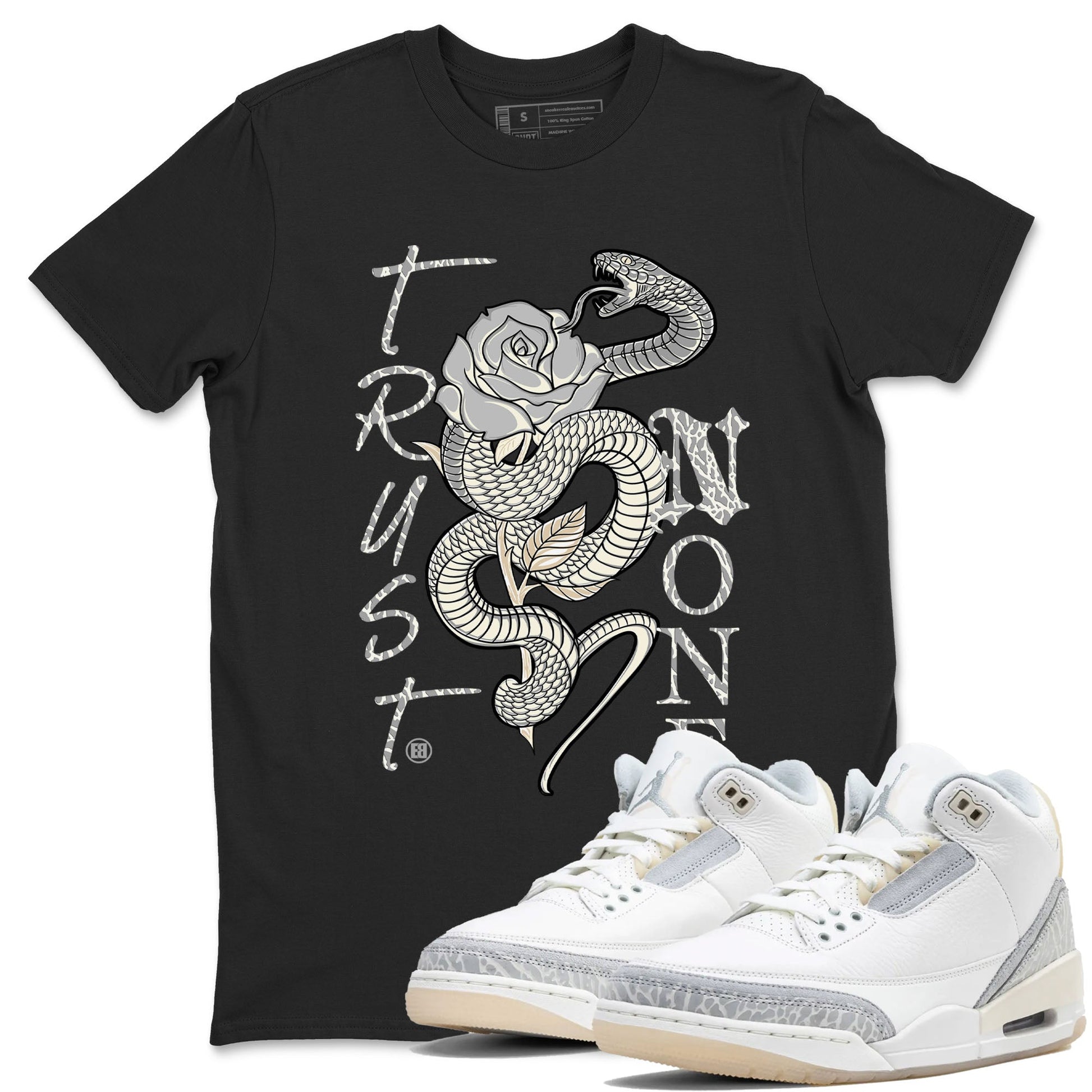 Air Jordan 3 Craft Ivory shirt to match jordans Trust None sneaker tees 3s Ivory SNRT Sneaker Release Tees unisex cotton Black 1 crew neck shirt