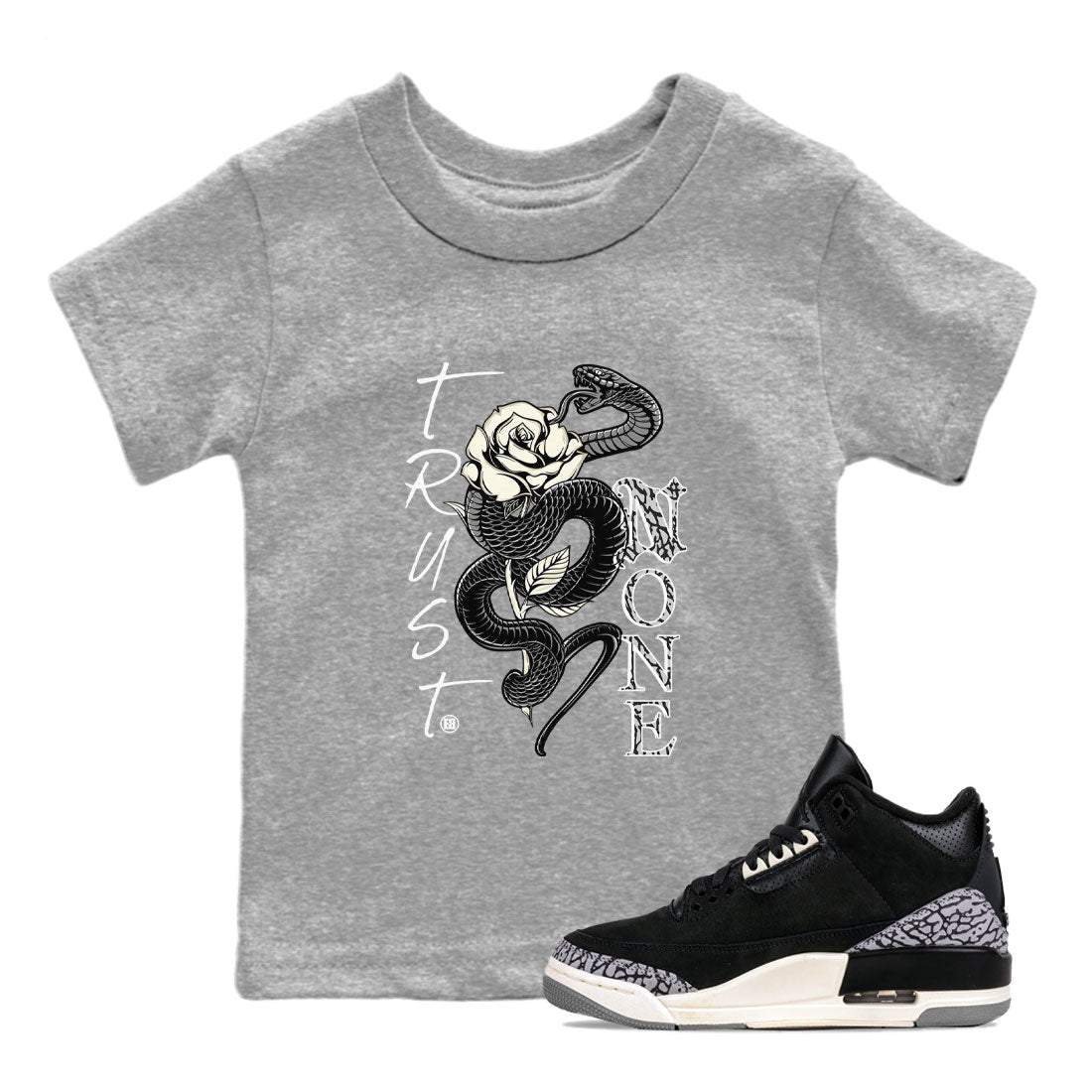 Air Jordan 3 Off Noir shirt to match jordans Trust None sneaker tees Air Jordan 3 Retro Off Noir SNRT Sneaker Tees Baby Toddler Heather Grey 1 T-Shirt