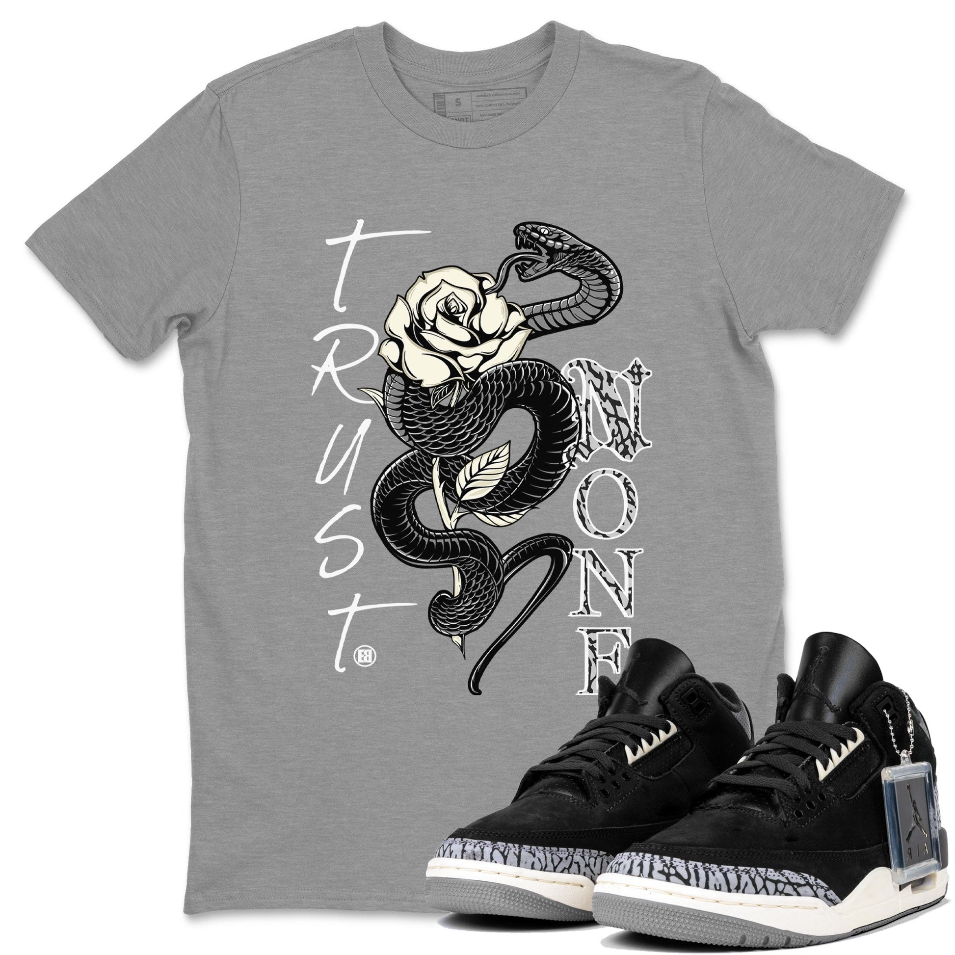 Air Jordan 3 Off Noir shirt to match jordans Trust None sneaker tees Air Jordan 3 Retro Off Noir SNRT Sneaker Tees Unisex Heather Grey 1 T-Shirt
