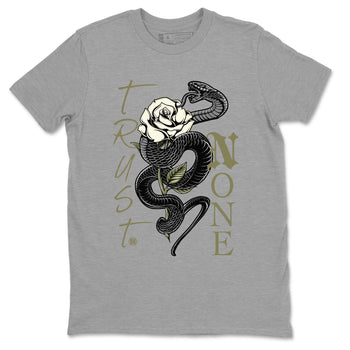Air Jordan 4 Medium Olive shirt to match jordans Trust None sneaker match tees 4s Olive SNRT Sneaker Release Tees Unisex Heather Grey 2 T-Shirt