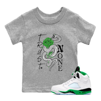 5s Lucky Green shirt to match jordans Trust None sneaker tees Air Jordan 5 Retro Lucky Green SNRT Sneaker Tees Youth Kid's Baby Shirt Heather Grey 1 T-Shirt