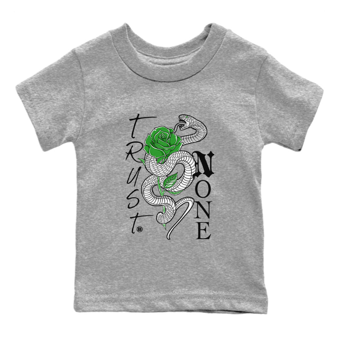 5s Lucky Green shirt to match jordans Trust None sneaker tees Air Jordan 5 Retro Lucky Green SNRT Sneaker Tees Youth Kid's Baby Shirt Heather Grey 2 T-Shirt