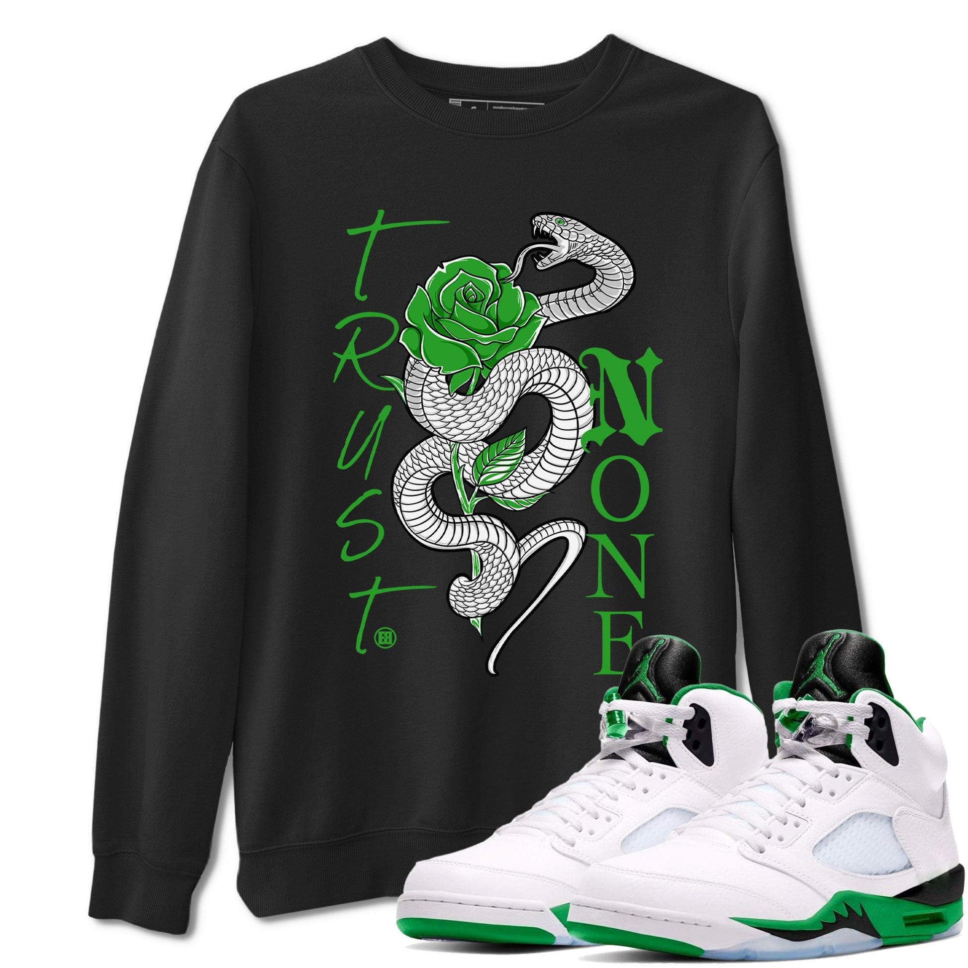 5s Lucky Green shirt to match jordans Trust None sneaker tees Air Jordan 5 Retro Lucky Green SNRT Sneaker Release Tees Cotton Sneaker Tee Black 1 T-Shirt