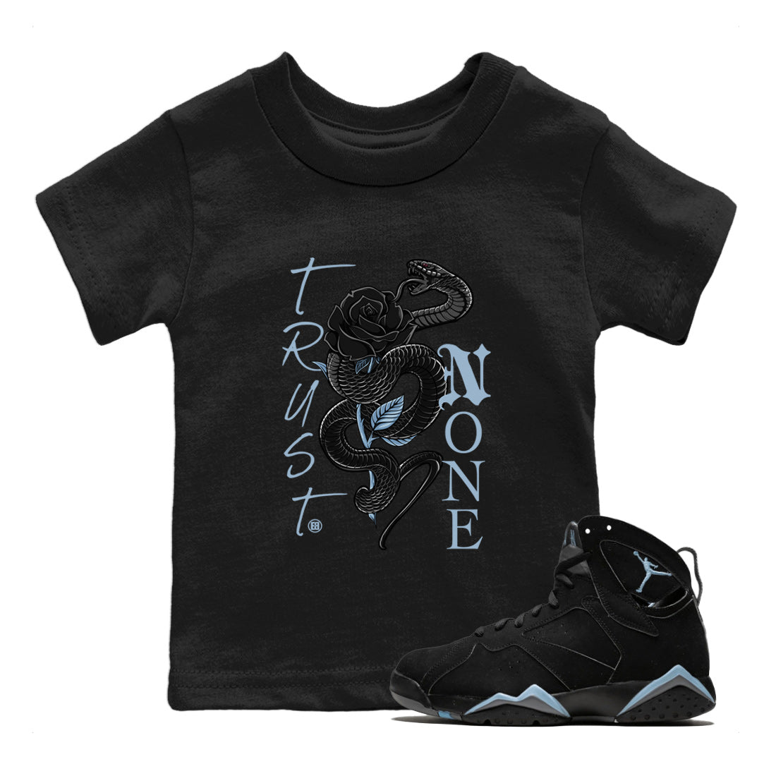 AJ7 Chambray Sneaker Match Tees Trust None Sneaker Tees Air Jordan 7 Chambray Sneaker Release Tees Kids Shirts Black 1