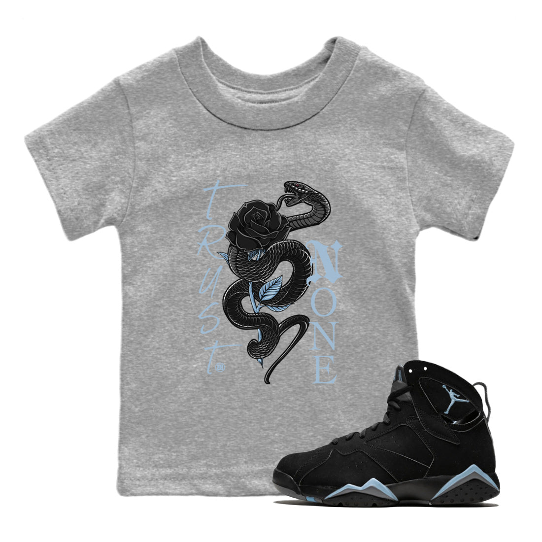AJ7 Chambray Sneaker Match Tees Trust None Sneaker Tees Air Jordan 7 Chambray Sneaker Release Tees Kids Shirts Heather Grey 1