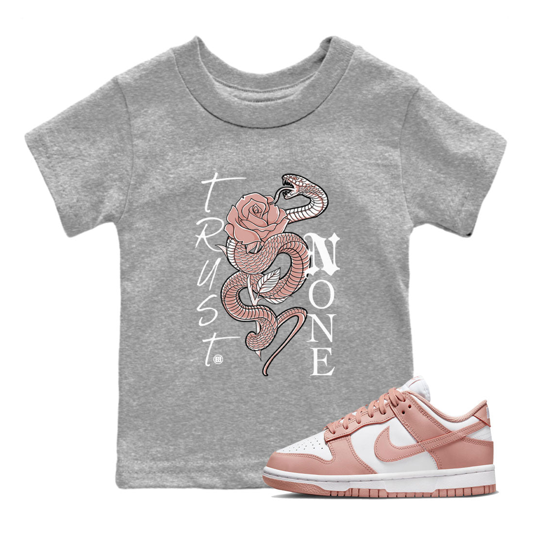 Dunk Low WMNS Rose Whisper shirt to match jordans Trust None sneaker tees Dunk Rose Whisper SNRT Sneaker Release Tees Baby Toddler Kids Heather Grey 1 T-Shirt