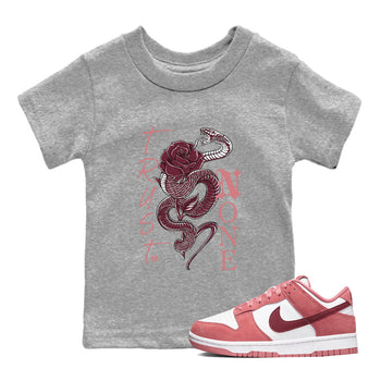 Dunks Valentines Day shirt to match jordans Trust None sneaker tees Dunks Valentine's Day SNRT sneaker release tees baby toddler Heather Grey 1 cotton Shirt