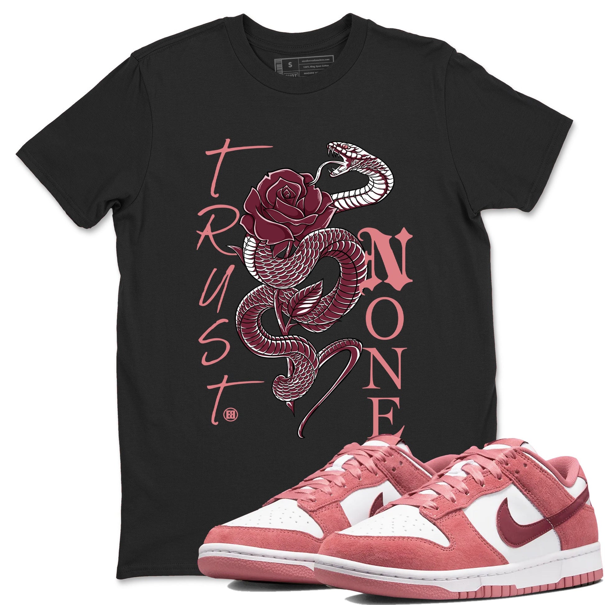 Dunks Valentines Day shirt to match jordans Trust None sneaker tees Dunks Valentine's Day SNRT sneaker Release Tees unisex cotton Black 1 crew neck shirt