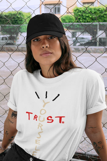Jordan 2 OFF-WHITE Varsity Red Sneaker Match Tees Trust Yourself Sneaker Tees Jordan 2 OFF-WHITE Varsity Red Sneaker Release Tees Unisex Shirts