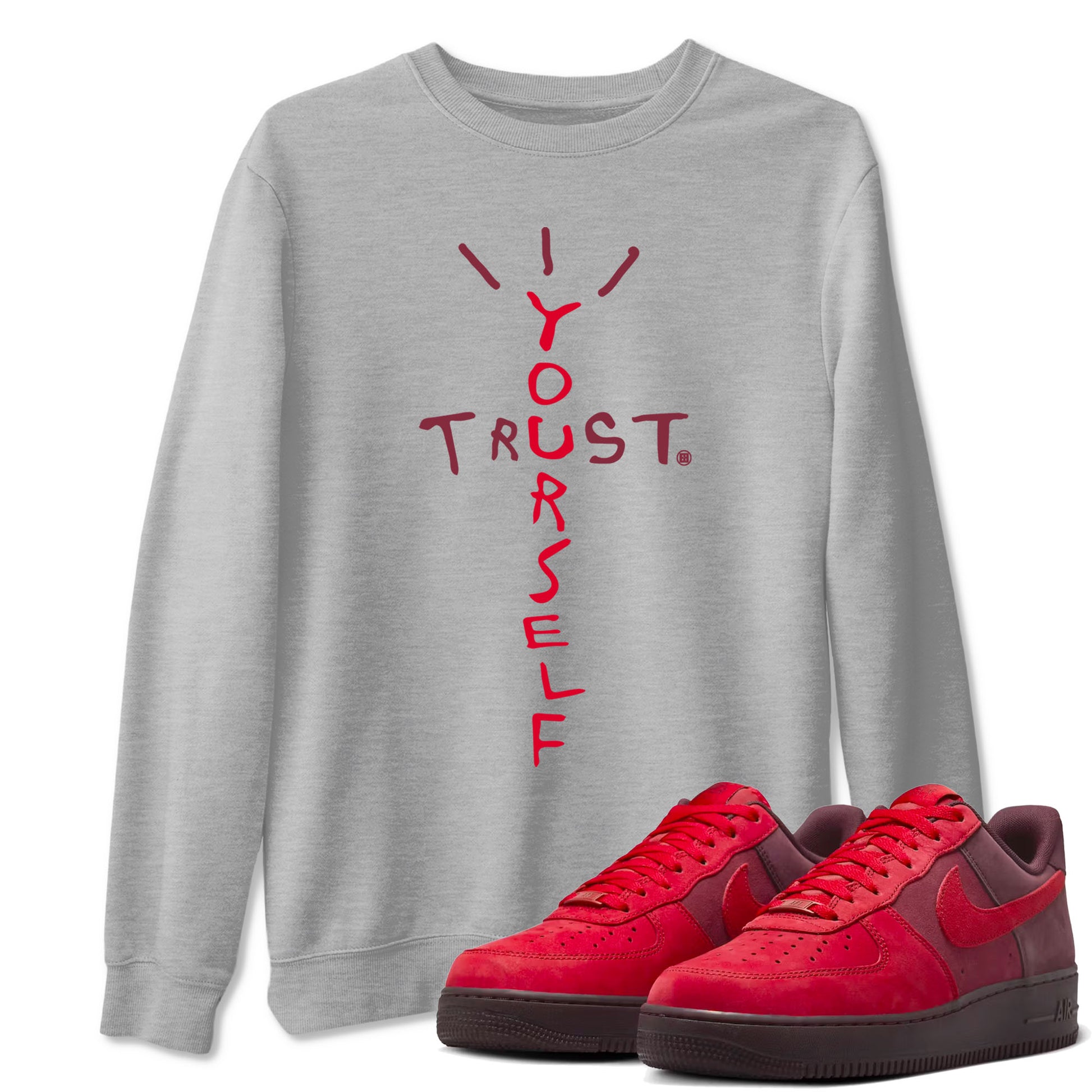 AF1 Layers Of Love Shirt To Match Jordans Trust Yourself Streetwear Fashion Air Force 1 Layers Of Love Valentine's Day Design Tee SNRT Sneaker Release Tees unisex cotton Heather Grey 1 crew neck shirt