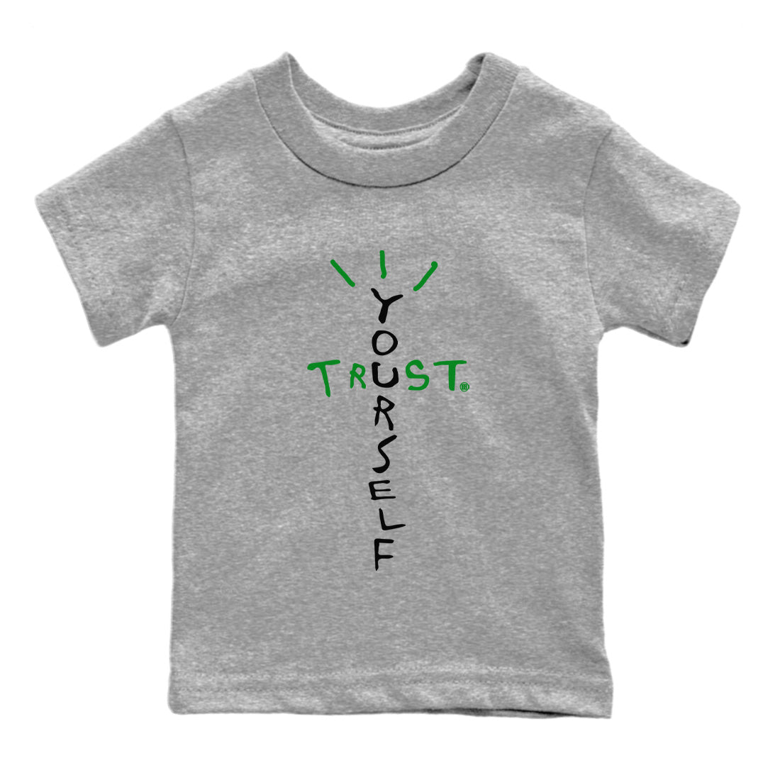 Air Jordan 1 Celtics Sneaker Match Tees Trust Yourself Sneaker Tees Air Jordan 1 High OG Celtics Sneaker Release Tees Kids Shirts Heather Grey 2
