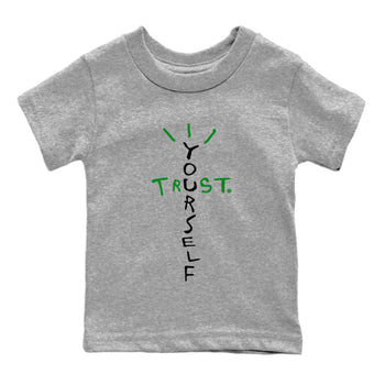 Air Jordan 1 Celtics Sneaker Match Tees Trust Yourself Sneaker Tees Air Jordan 1 High OG Celtics Sneaker Release Tees Kids Shirts Heather Grey 2