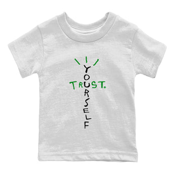 Air Jordan 1 Celtics Sneaker Match Tees Trust Yourself Sneaker Tees Air Jordan 1 High OG Celtics Sneaker Release Tees Kids Shirts White 2