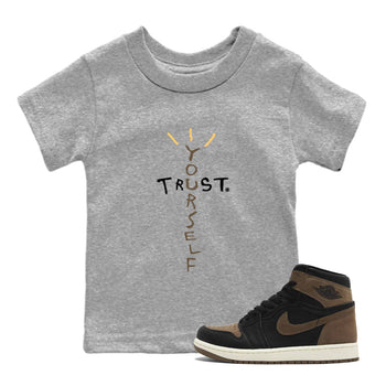 1s Palomino shirt to match jordans Trust Yourself sneaker tees Air Jordan 1 Palomino SNRT Sneaker Release Tees Baby Toddler Heather Grey 1 T-Shirt