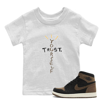 1s Palomino shirt to match jordans Trust Yourself sneaker tees Air Jordan 1 Palomino SNRT Sneaker Release Tees Baby Toddler White 1 T-Shirt