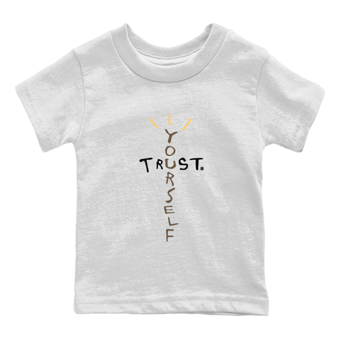 1s Palomino shirt to match jordans Trust Yourself sneaker tees Air Jordan 1 Palomino SNRT Sneaker Release Tees Baby Toddler White 2 T-Shirt