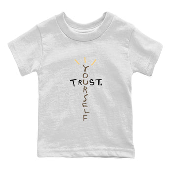 1s Palomino shirt to match jordans Trust Yourself sneaker tees Air Jordan 1 Palomino SNRT Sneaker Release Tees Baby Toddler White 2 T-Shirt