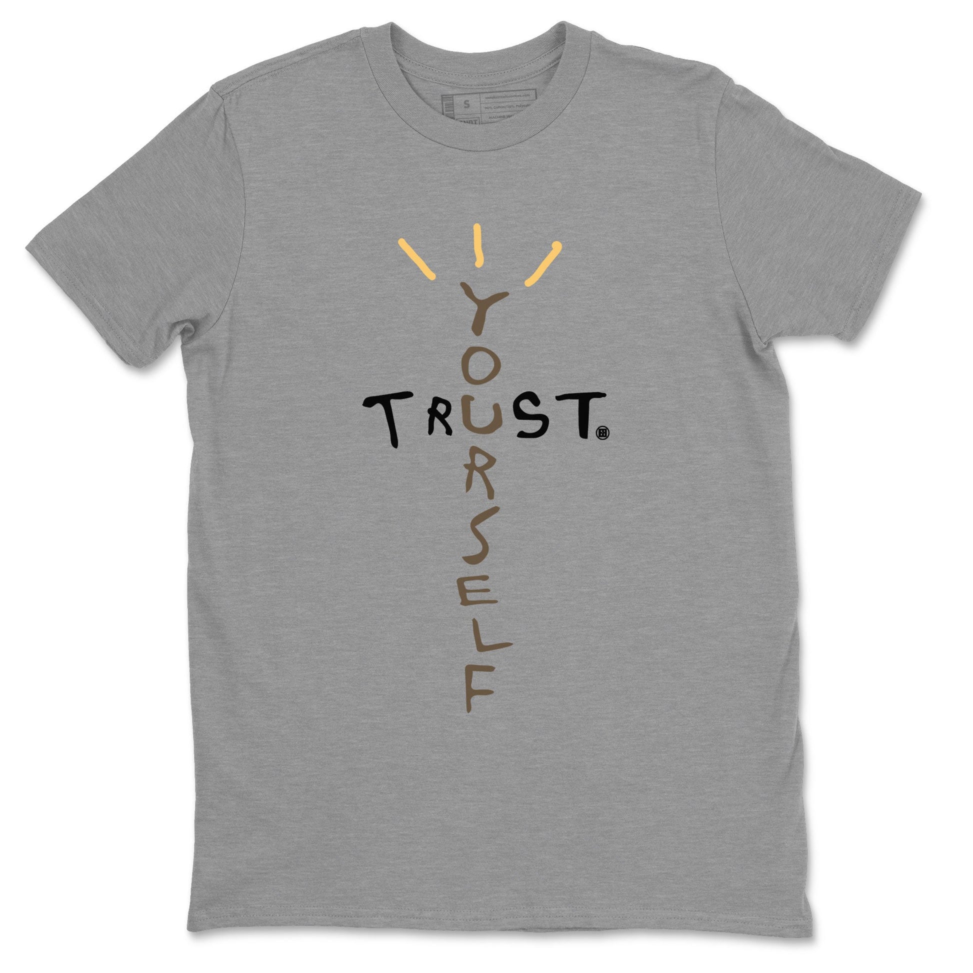 1s Palomino shirt to match jordans Trust Yourself sneaker tees Air Jordan 1 Palomino SNRT Sneaker Release Tees Unisex Heather Grey 2 T-Shirt