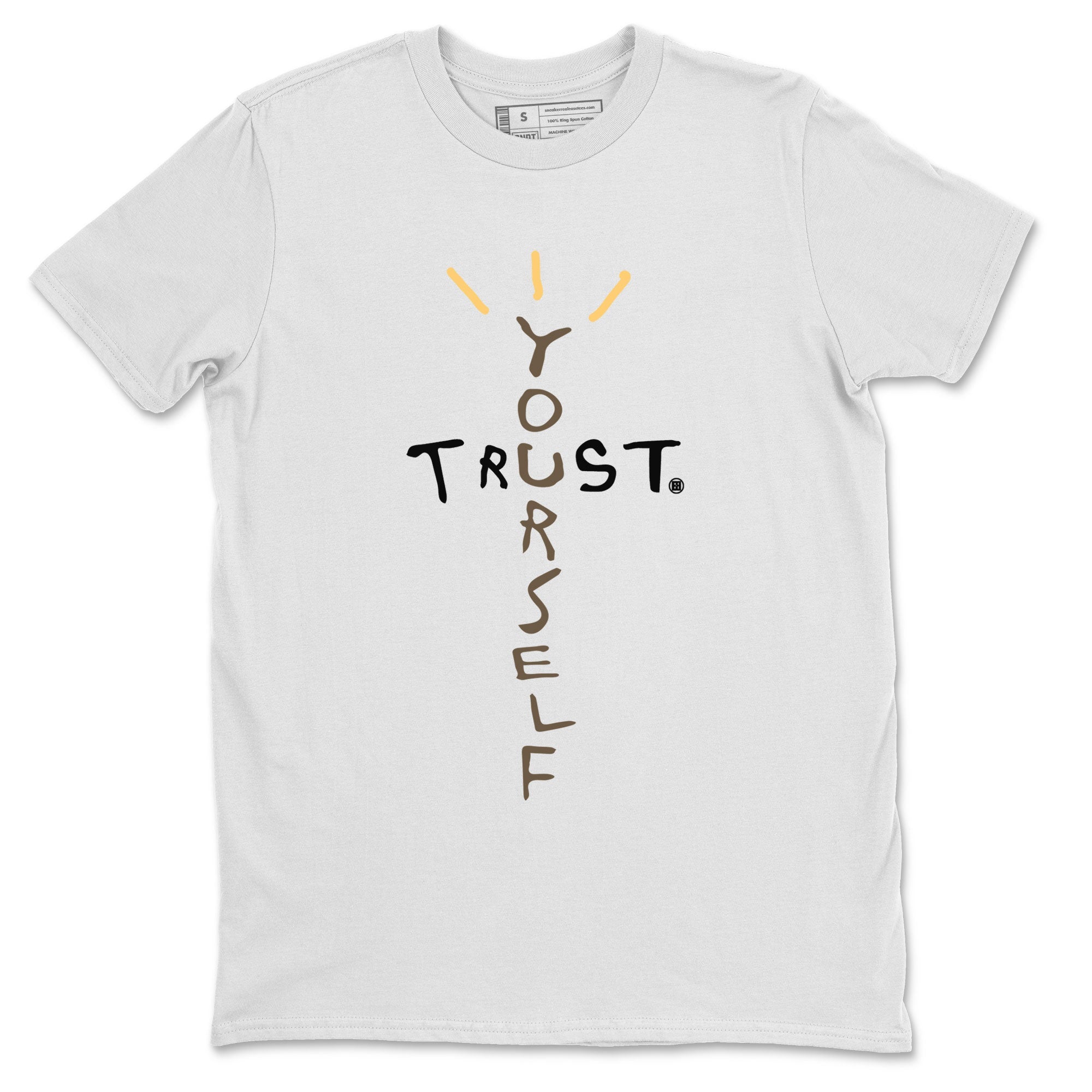 1s Palomino shirt to match jordans Trust Yourself sneaker tees Air Jordan 1 Palomino SNRT Sneaker Release Tees Unisex White 2 T-Shirt