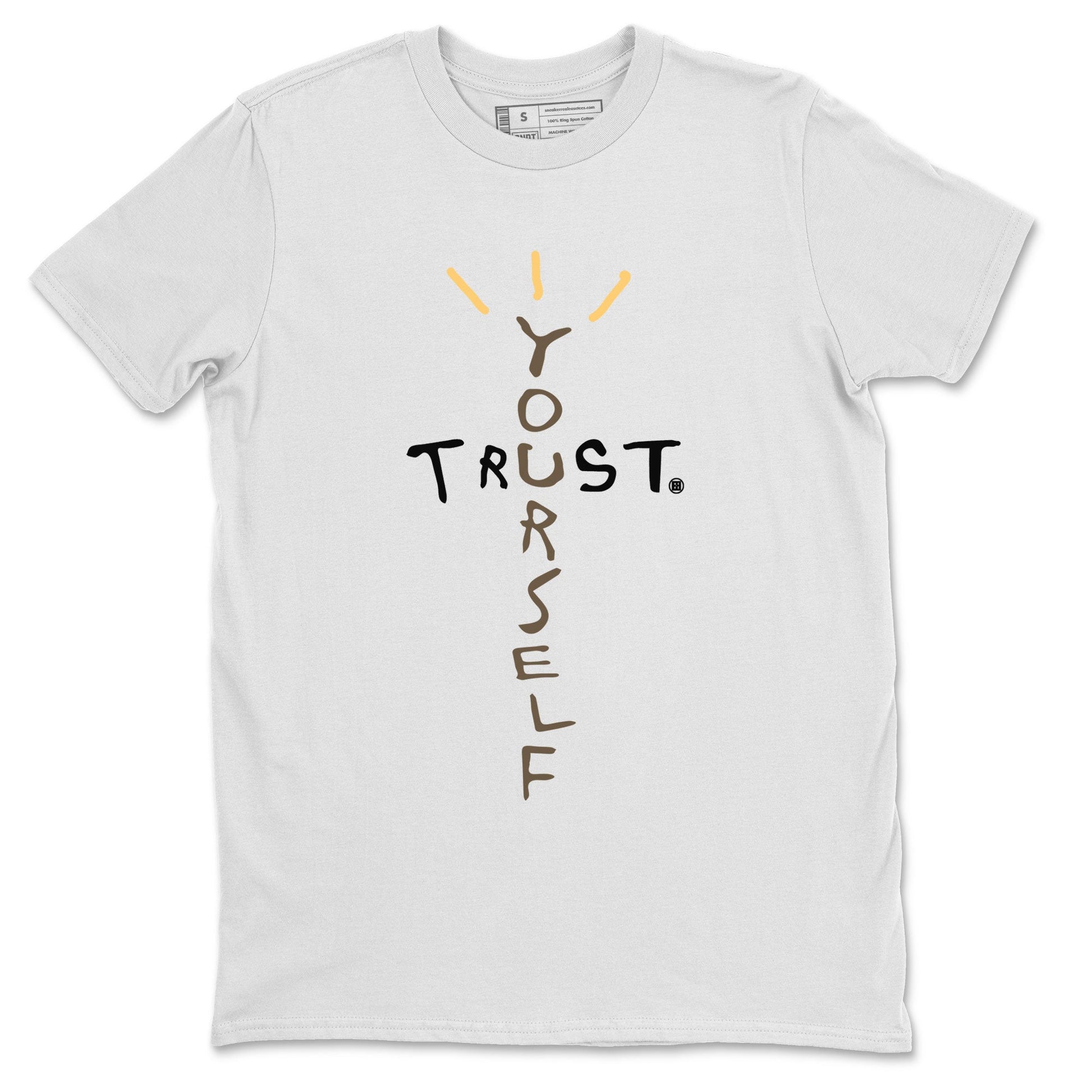1s Palomino shirt to match jordans Trust Yourself sneaker tees Air Jordan 1 Palomino SNRT Sneaker Release Tees Unisex White 2 T-Shirt