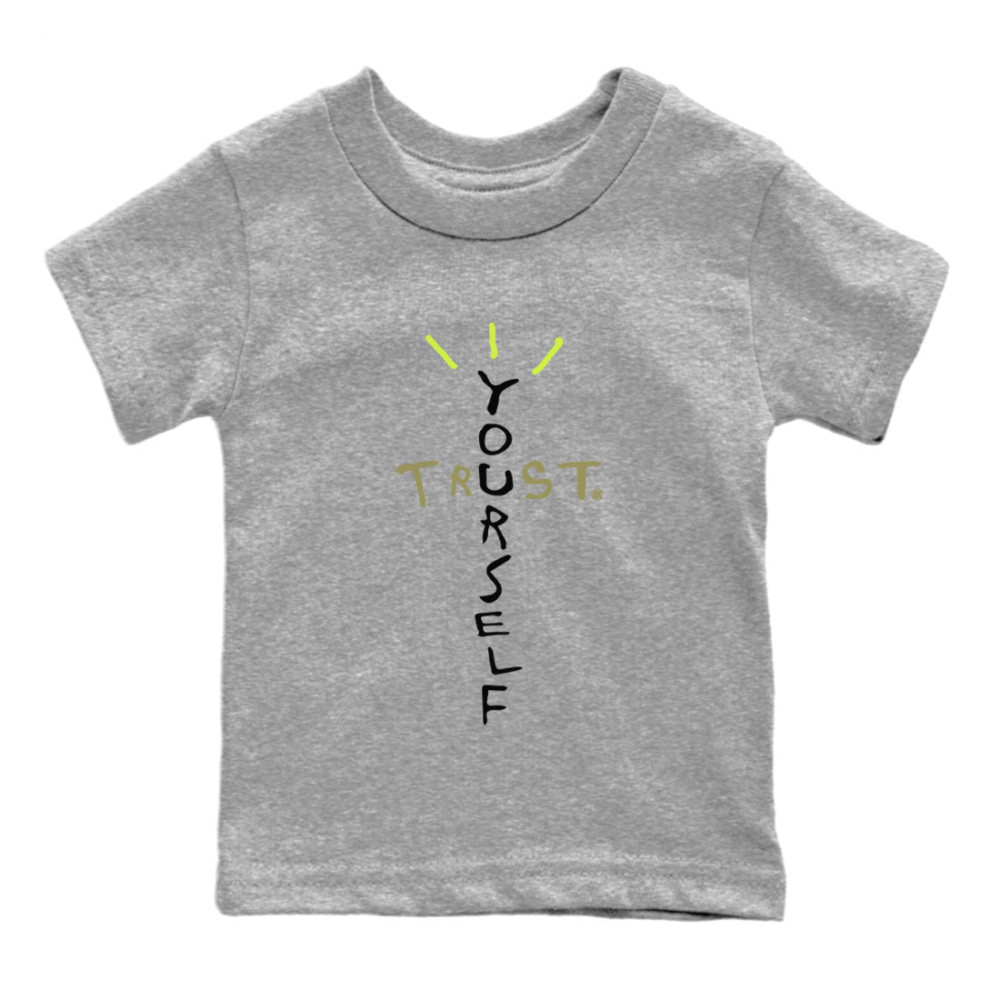 Air Jordan 1 X Travis Scott Golf Olive shirt to match jordans Trust Yourself sneaker tees Air Jordan 1 Travis Scott Golf SNRT Sneaker Release Tees Baby Toddler Heather Grey 2 T-Shirt