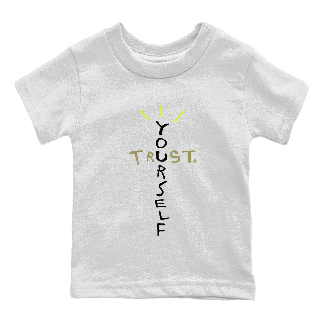 Air Jordan 1 X Travis Scott Golf Olive shirt to match jordans Trust Yourself sneaker tees Air Jordan 1 Travis Scott Golf SNRT Sneaker Release Tees Baby Toddler White 2 T-Shirt