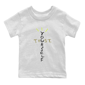 Air Jordan 1 X Travis Scott Golf Olive shirt to match jordans Trust Yourself sneaker tees Air Jordan 1 Travis Scott Golf SNRT Sneaker Release Tees Baby Toddler White 2 T-Shirt