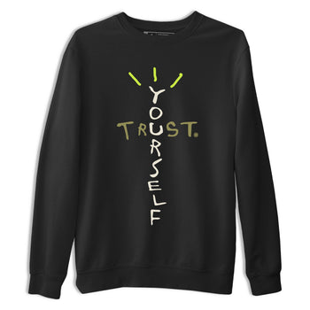 Air Jordan 1 X Travis Scott Golf Olive shirt to match jordans Trust Yourself sneaker tees Air Jordan 1 Travis Scott Golf SNRT Sneaker Release Tees Unisex Black 2 T-Shirt