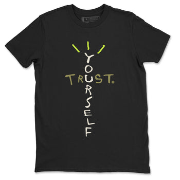 Air Jordan 1 X Travis Scott Golf Olive shirt to match jordans Trust Yourself sneaker tees Air Jordan 1 Travis Scott Golf SNRT Sneaker Release Tees Unisex Black 2 T-Shirt