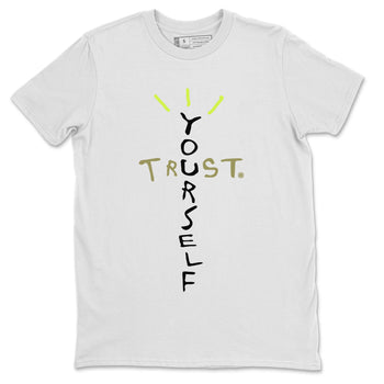 Air Jordan 1 X Travis Scott Golf Olive shirt to match jordans Trust Yourself sneaker tees Air Jordan 1 Travis Scott Golf SNRT Sneaker Release Tees Unisex White 2 T-Shirt