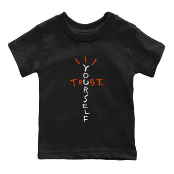 Air Jordan 12 Brilliant Orange Sneaker Match Tees Trust Yourself Sneaker Tees Air Jordan 12 Orange Sneaker Release Tees Kids Shirts Black 2