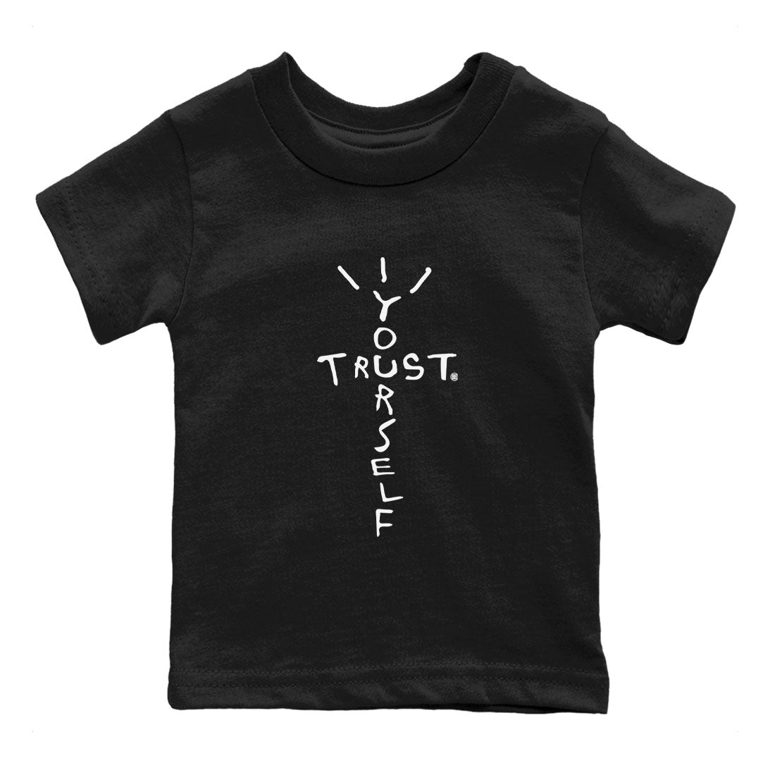 AJ14 Black White shirt toto match jordans Trust Yourself sneaker shirt Air Jordan 14 Panda SNRT sneaker tees baby toddler Black 2 cotton Shirt