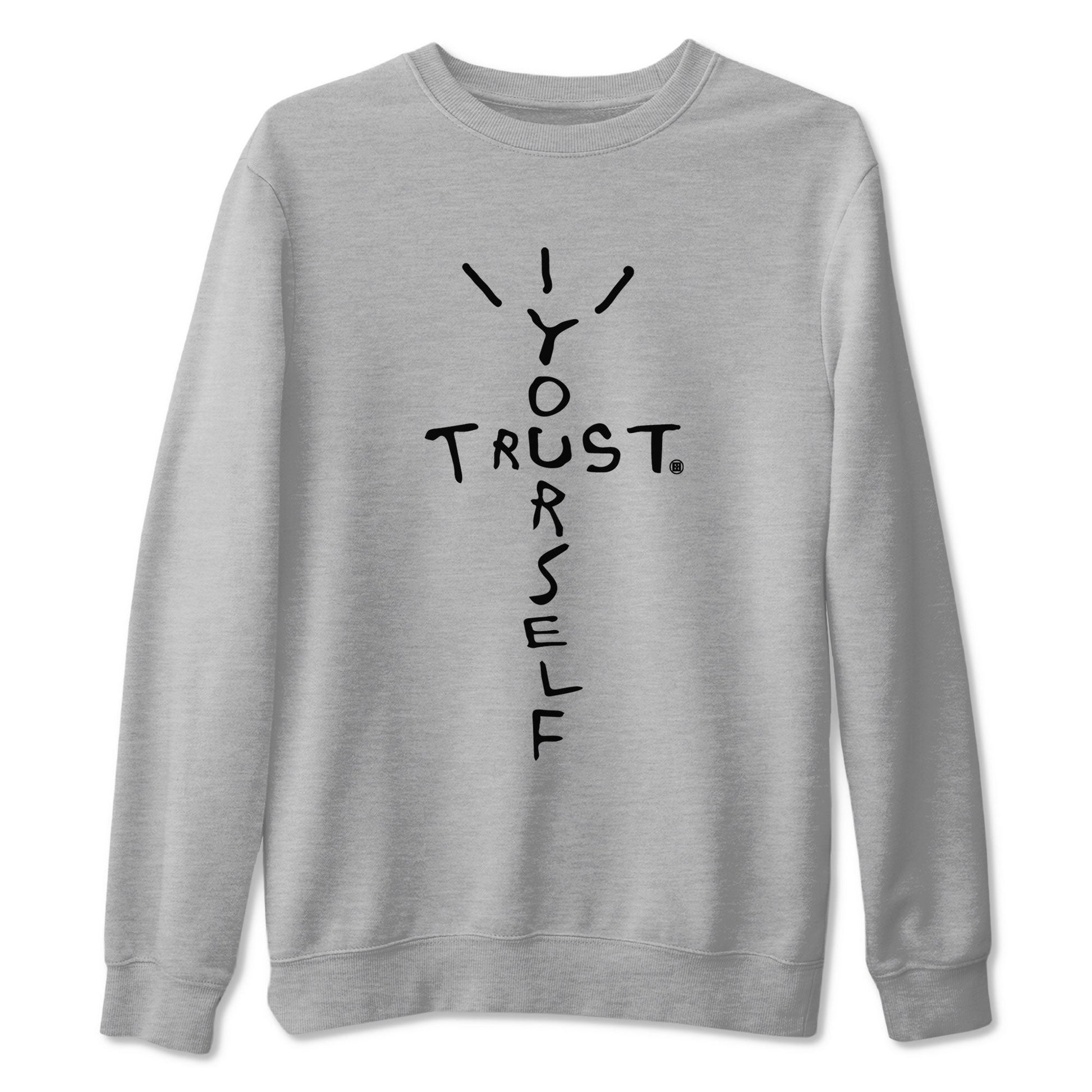 AJ14 Black White shirt toto match jordans Trust Yourself sneaker shirt Air Jordan 14 Panda SNRT sneaker tees unisex crew neck cotton Heather Grey 2 crew neck shirt