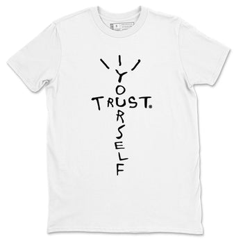 AJ14 Black White shirt toto match jordans Trust Yourself sneaker shirt Air Jordan 14 Panda SNRT sneaker tees unisex crew neck cotton White 2 crew neck shirt