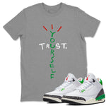 Air Jordan 3 Lucky Green Trust Yourself Crew Neck Sneaker Tees Air Jordan 3 Lucky Green Sneaker T-Shirts Size Chart