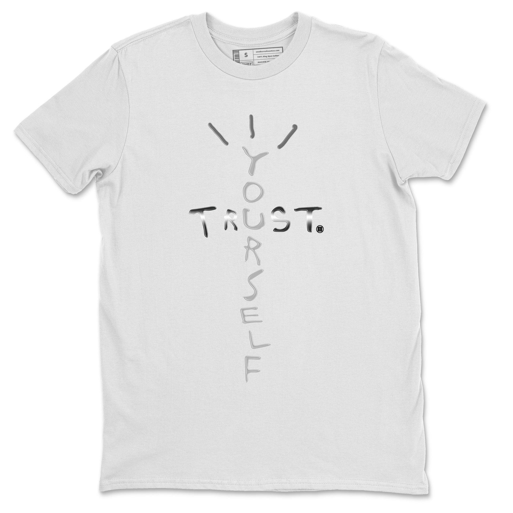 AJ4 Frozen Moments shirt to match jordans Trust Yourself sneaker tees Air Jordan 4 Light Iron Ore SNRT Sneaker Release Tees Unisex White 2 T-Shirt