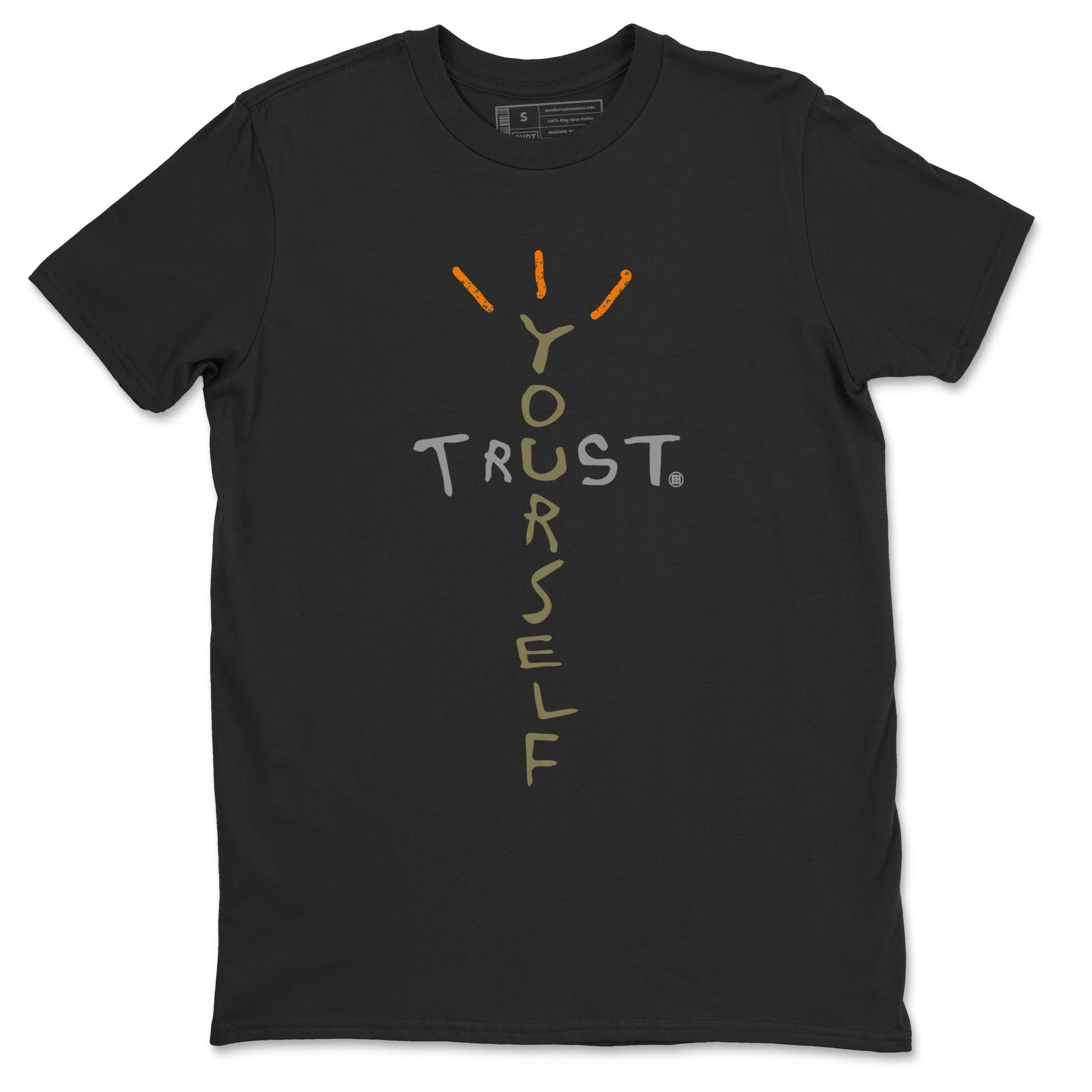 Air Jordan 5 Olive shirt to match jordans Trust Yourself sneaker tees 5s Olive SNRT Sneaker Release Tees unisex cotton Black 2 crew neck shirt