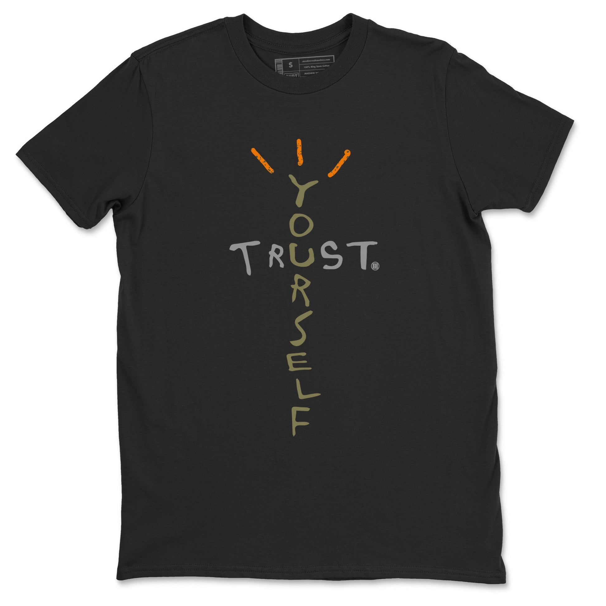 Air Jordan 5 Olive shirt to match jordans Trust Yourself sneaker tees 5s Olive SNRT Sneaker Release Tees unisex cotton Black 2 crew neck shirt