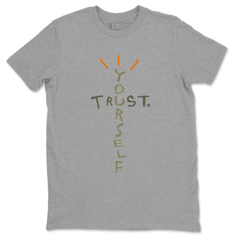 Air Jordan 5 Olive shirt to match jordans Trust Yourself sneaker tees 5s Olive SNRT Sneaker Release Tees unisex cotton Heather Grey 2 crew neck shirt
