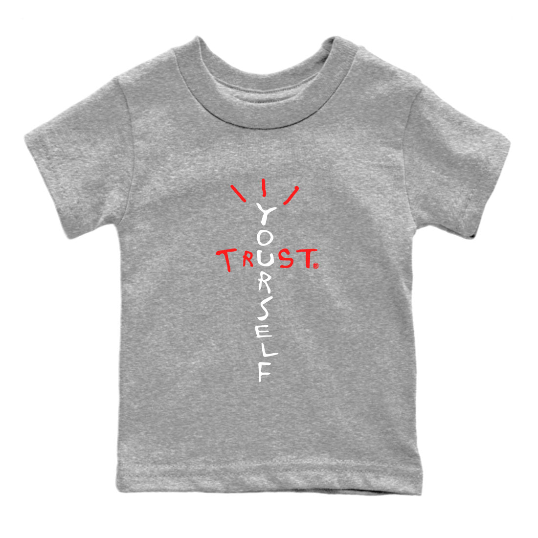 Air Jordan 7 White Infrared Sneaker Match Tees Trust Yourself Sneaker Tees 7s White Infrared SNRT Sneaker Release Tees Kids Shirts Heather Grey 2