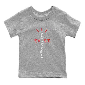 Air Jordan 7 White Infrared Sneaker Match Tees Trust Yourself Sneaker Tees 7s White Infrared SNRT Sneaker Release Tees Kids Shirts Heather Grey 2