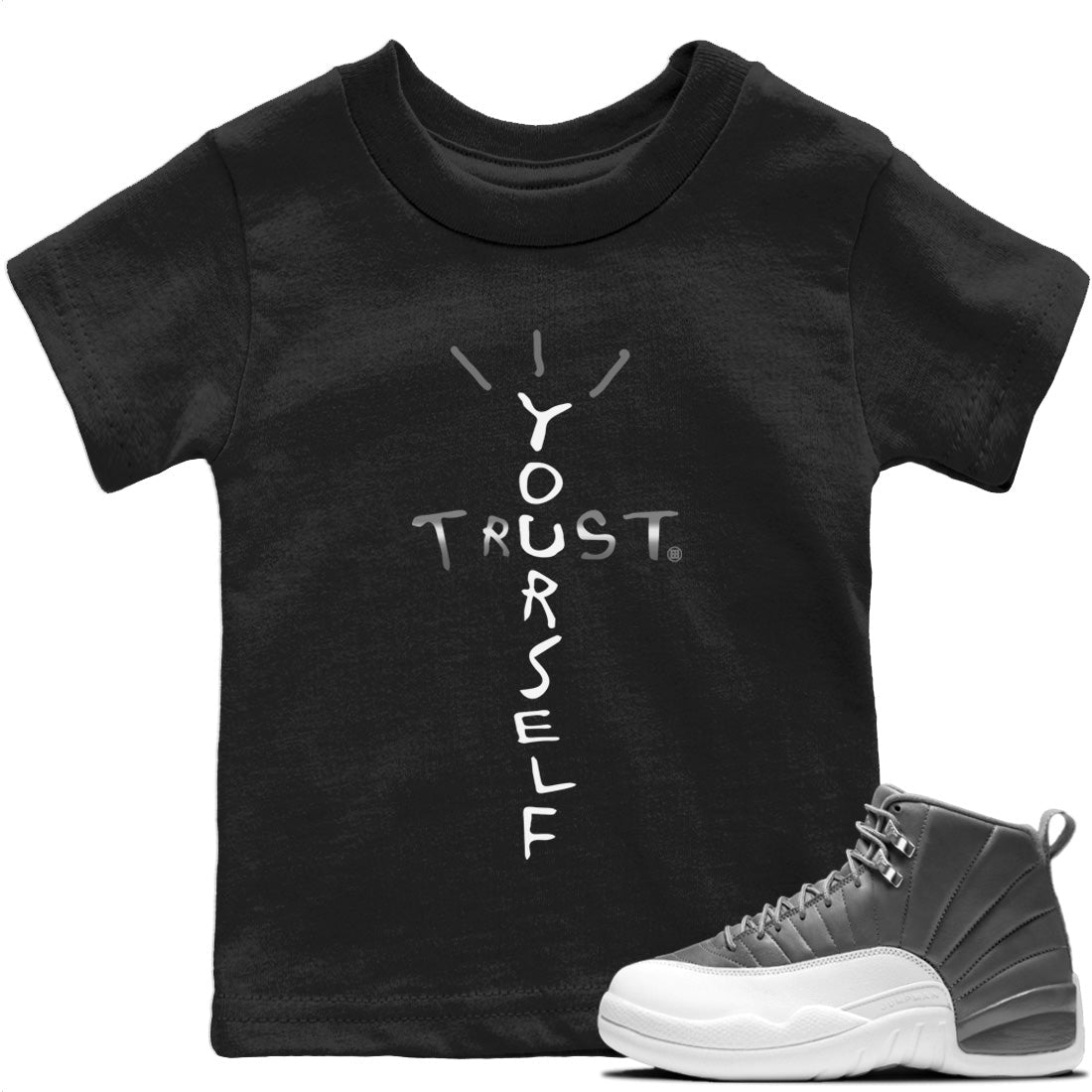 Jordan 12 Stealth Sneaker Match Tees Trust Yourself Sneaker Tees Jordan 12 Stealth Sneaker Release Tees Kids Shirts