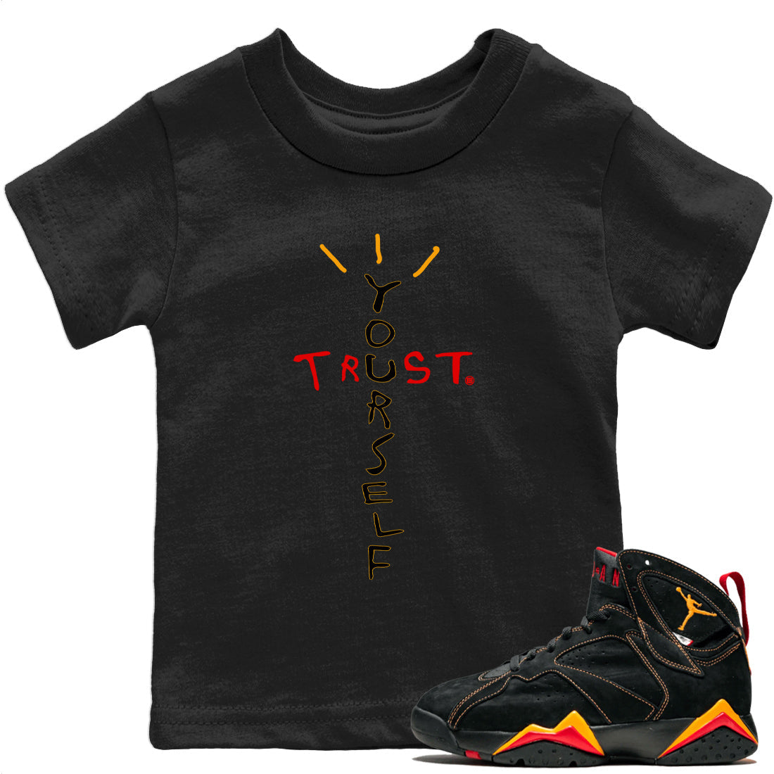 Jordan 7 Citrus Sneaker Match Tees Trust Yourself Sneaker Tees Jordan 7 Citrus Sneaker Release Tees Kids Shirts