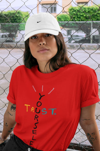 Yeezy 700 Hi-Res Red Sneaker Match Tees Trust Yourself Sneaker Tees Yeezy 700 Hi-Res Red Sneaker Release Tees Unisex Shirts