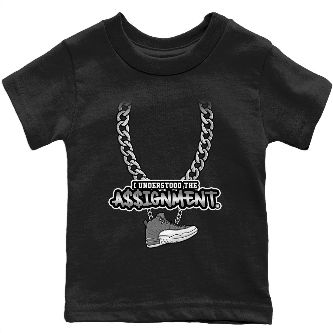 Jordan 12 Stealth Sneaker Match Tees Understood Assignment Sneaker Tees Jordan 12 Stealth Sneaker Release Tees Kids Shirts
